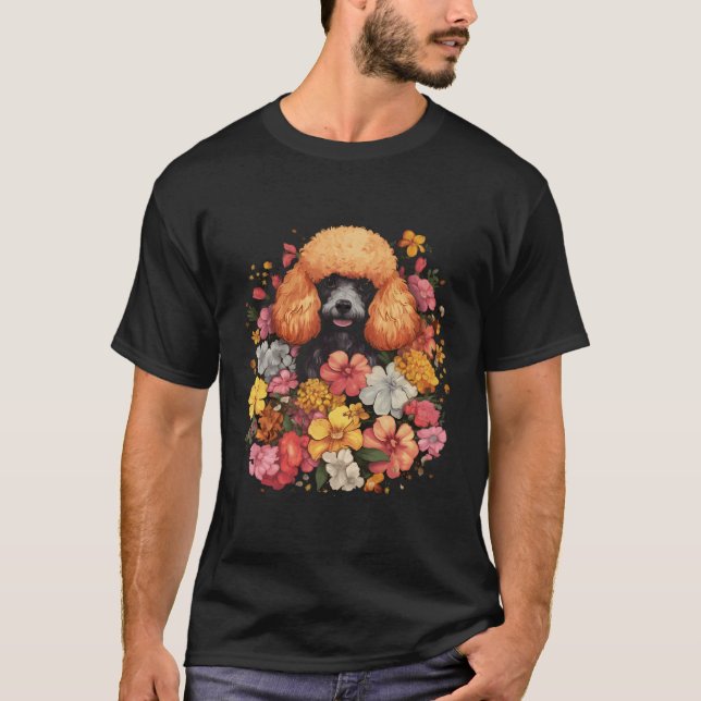 Poodle Blume Bouquet T-Shirt (Vorderseite)