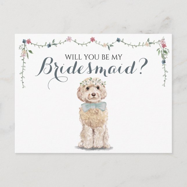 Poodle Boo Dog Brautparty ist meine Bridesmaid Einladungspostkarte (Vorderseite)