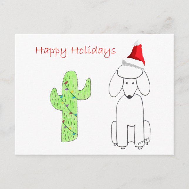 Poodle Cactus Christmas Feiertagspostkarte (Vorderseite)