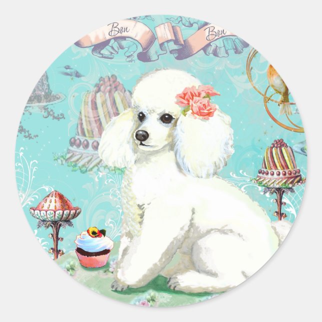 Poodle Cakes Runder Aufkleber (Vorderseite)