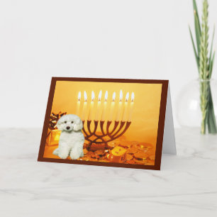 Poodle Chanukah Card Menorah Feiertagskarte