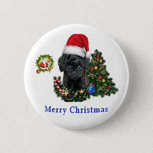 Poodle Christmas Button