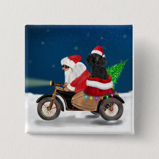 Poodle Christmas Button (Vorderseite)
