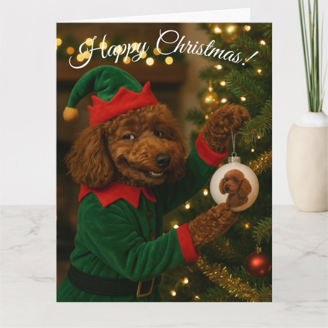 Poodle Christmas card Karte (Vorderseite)