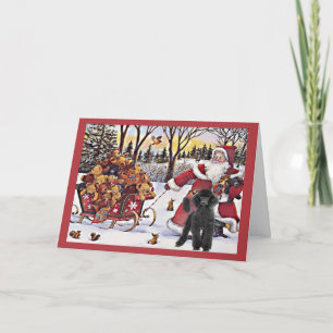 Poodle Christmas Card Santa Bears im Freien Feiertagskarte