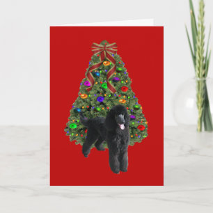 Poodle Christmas Card Tree Feiertagskarte