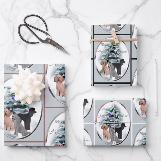 Poodle Christmas Cards Geschenke Geschenkpapier Set (Vorderseite)