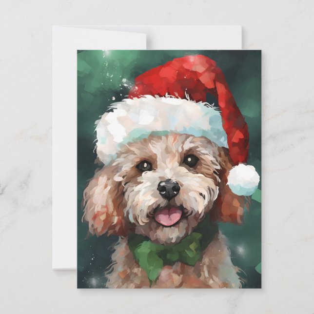 Poodle Christmas Feiertagskarte (Vorderseite)