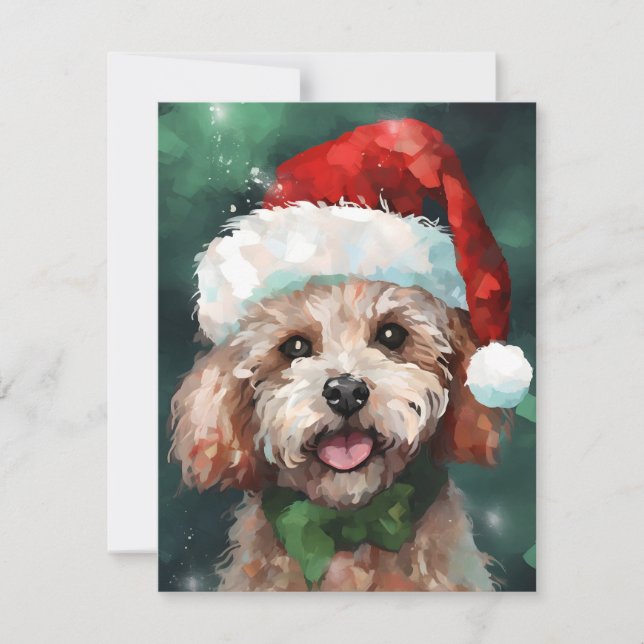 Poodle Christmas Feiertagskarte (Vorderseite)