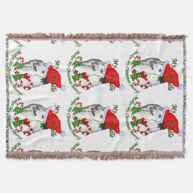 Poodle Christmas froh Decke (Vorderseite)