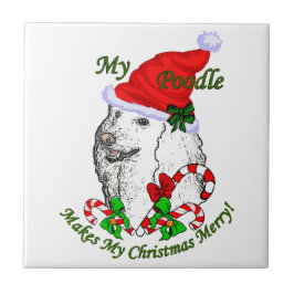 Poodle Christmas froh Fliese
