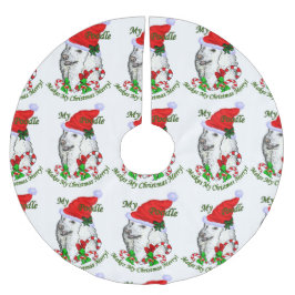Poodle Christmas froh Polyester Weihnachtsbaumdecke