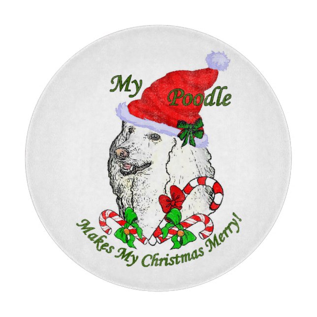 Poodle Christmas froh Schneidebrett (Vorderseite)
