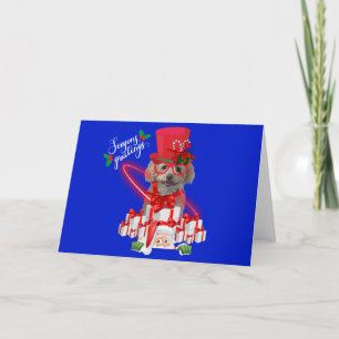 Poodle Christmas Frohen Festtage Note Card Karte