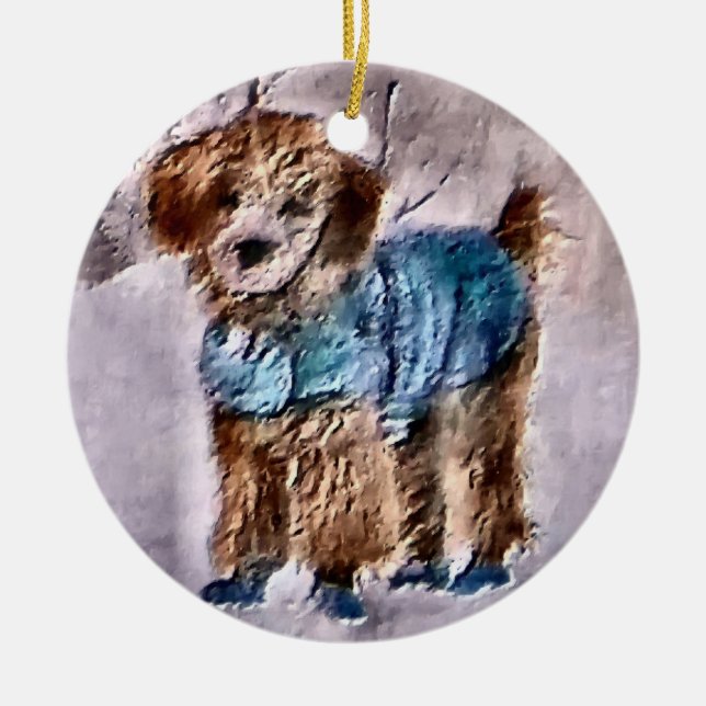 Poodle Christmas Geschenke Ornamet Keramik Ornament (Vorne)