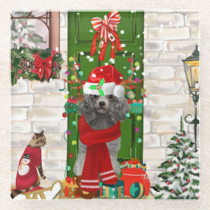 Poodle Christmas Glasuntersetzer