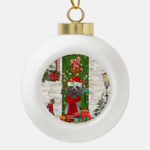 Poodle Christmas Keramik Kugel-Ornament