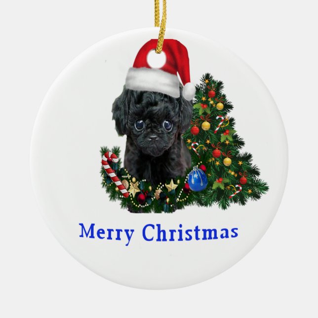 Poodle Christmas Keramik Ornament (Vorne)