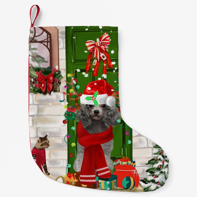 Poodle Christmas Kleiner Weihnachtsstrumpf (Vorderseite)