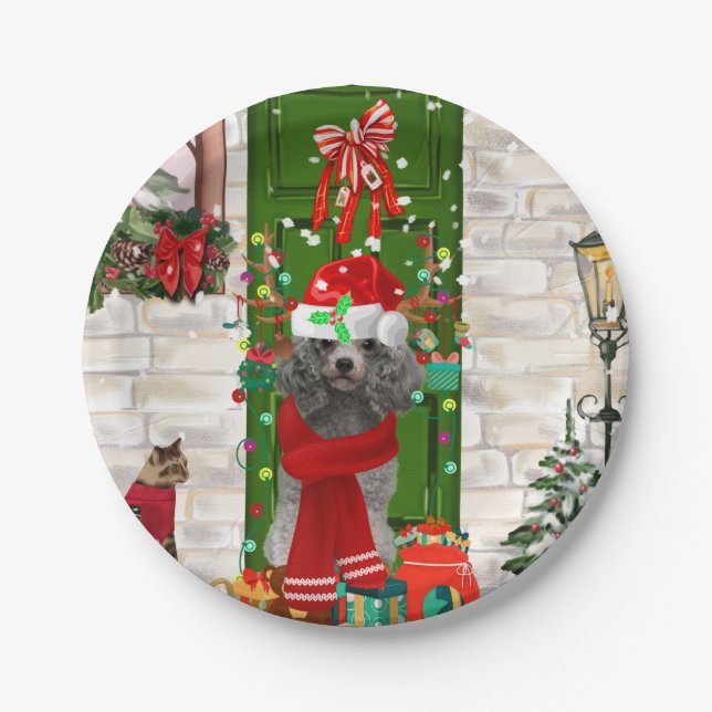 Poodle Christmas Pappteller (Vorderseite)
