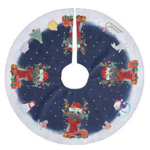 Poodle Christmas Polyester Weihnachtsbaumdecke