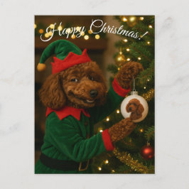 Poodle Christmas postcard Feiertagspostkarte