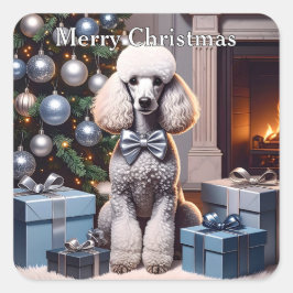 Poodle Christmas Quadratischer Aufkleber
