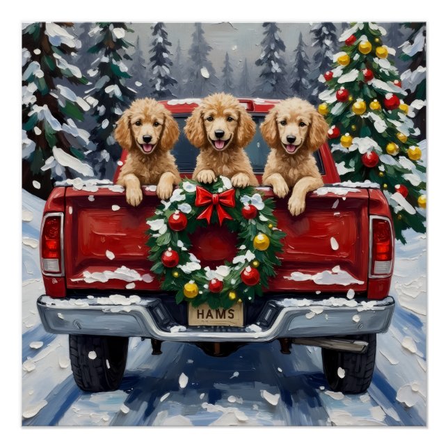 Poodle Christmas Red Truck Holiday Poster (Vorderseite)