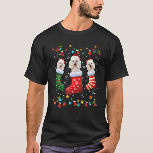 Poodle Christmas Socks   Xmas Pajama Dog   T-Shirt (Vorderseite)