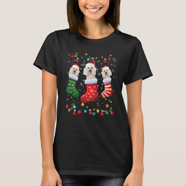 Poodle Christmas Socks   Xmas Pajama Dog   T-Shirt (Vorderseite)
