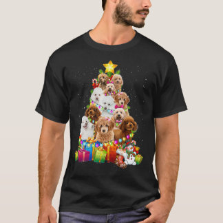 Poodle Christmas Tree Funny Poodle Weihnachtslicht T-Shirt