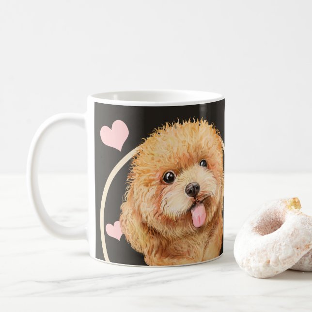 Poodle Cockerpoo Welpe Hund jeden Snack, den Sie m Kaffeetasse (Mit Donut)
