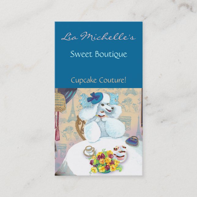 Poodle Cupcake Tee Party Business Card Visitenkarte (Vorderseite)