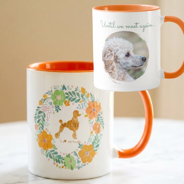 Poodle Custom Memorial Floral Mug with Photo Tasse (Von Creator hochgeladen)