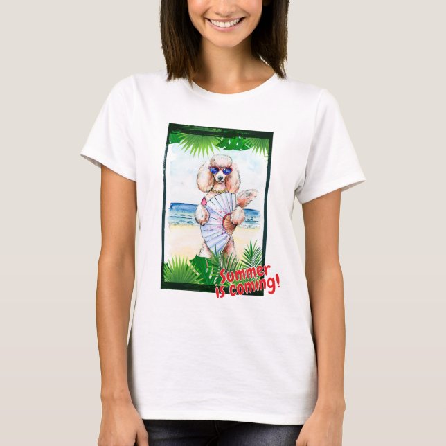 Poodle "Der Sommer kommt!" T-Shirt (Vorderseite)