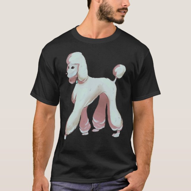 Poodle Design Single White T-Shirt (Vorderseite)