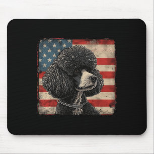 Poodle Dog American Patriot Independence Day Men B Mousepad