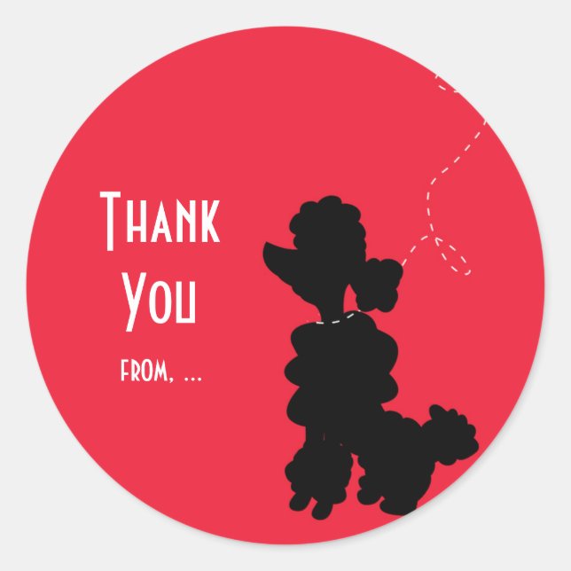 Poodle Dog Birthday Party Gunst Sticker (Vorderseite)
