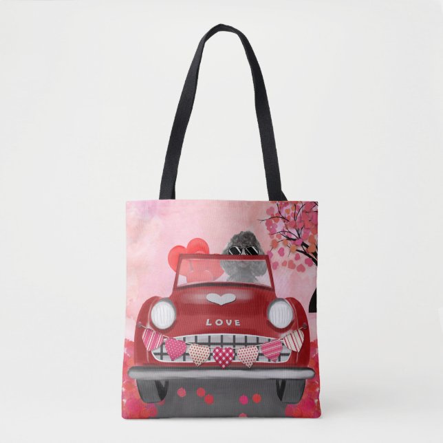 Poodle Dog Car mit Herzvalentiner (Vorderseite)