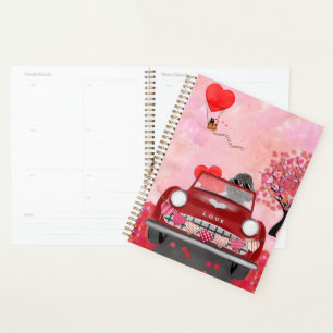 Poodle Dog Car mit Herzvalentiner Planer