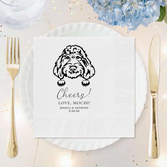 Poodle Dog Cheers Custom Dog Wedding Napkins Serviette (Von Creator hochgeladen)