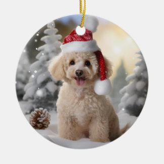 Poodle Dog Christmas Keepake Keramik Ornament
