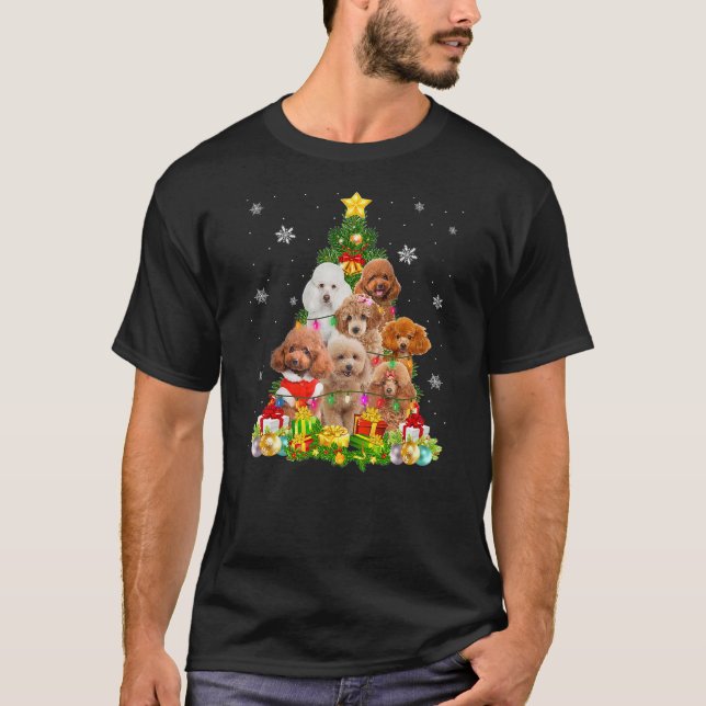 Poodle Dog Christmas Tree Puppy Lover Xmas Gifts T T-Shirt (Vorderseite)