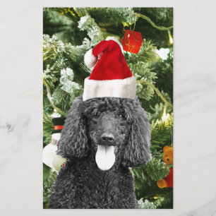 Poodle Dog Christmas Tree Snowman Red Weihnachtsma Briefpapier