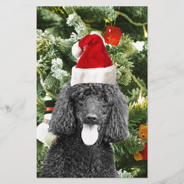 Poodle Dog Christmas Tree Snowman Red Weihnachtsma Briefpapier (Vorderseite)