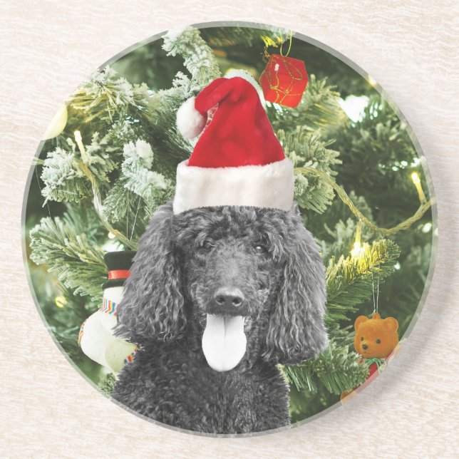 Poodle Dog Christmas Tree Snowman Red Weihnachtsma Getränkeuntersetzer (Vorne)