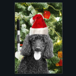 Poodle Dog Christmas Tree Snowman Red Weihnachtsma Memoboard<br><div class="desc">Niedlicher Poodle Hund mit roter Weihnachtsmannmütze mit Weihnachtsbaumschneedekor im Hintergrund.</div>