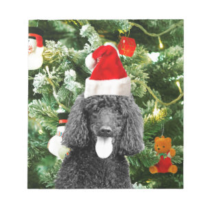 Poodle Dog Christmas Tree Snowman Red Weihnachtsma Notizblock