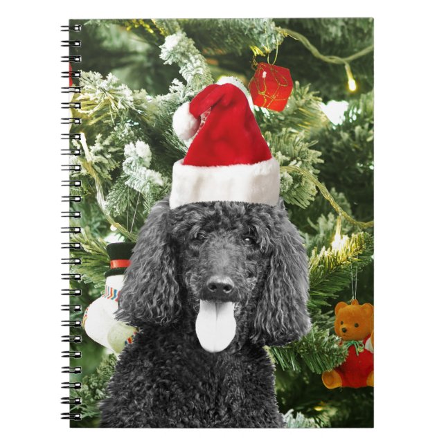 Poodle Dog Christmas Tree Snowman Red Weihnachtsma Notizblock (Vorderseite)