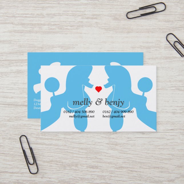 Poodle Dog Couple Visitenkarte (Vorderseite/Rückseite Beispiel)